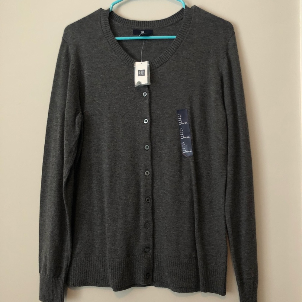 Gray Gap Crew Neck Cardigan!